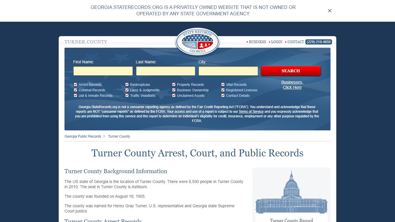 Turner County Arrest, Court, and Public Records